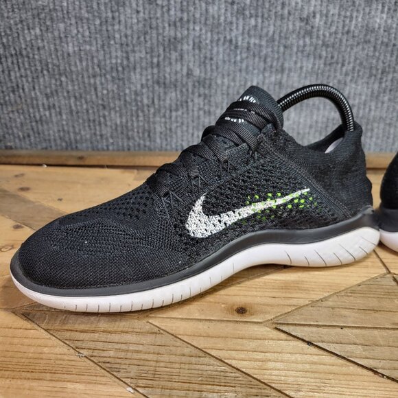 Nike Free RN Flyknit‎ 2018 Women's 9 Running Shoes Black White 942837 001 - Picture 5 of 11